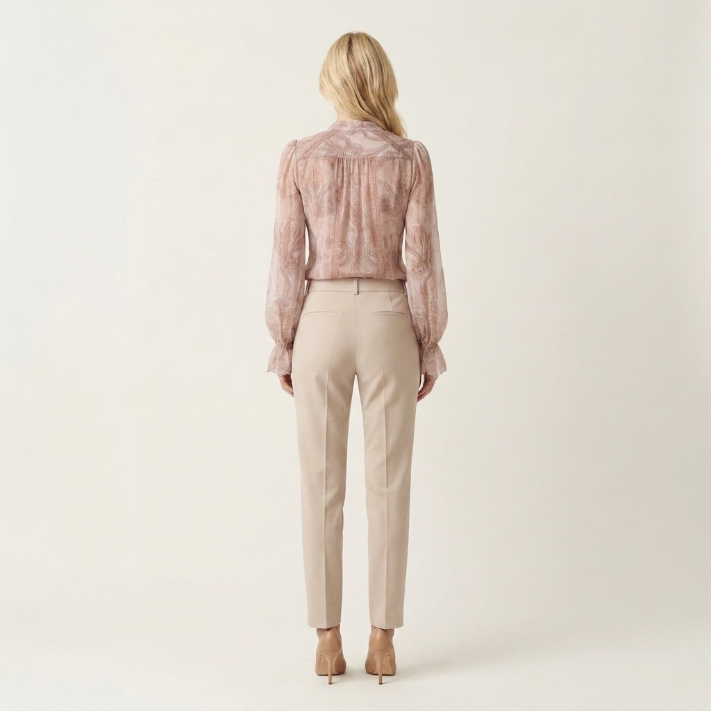 Enella | Paisley Print Ruffle-Cuff Chiffon Blouse