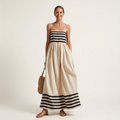 Loana | Spaghetti-Strap Striped Square-Neck Maxi Dress