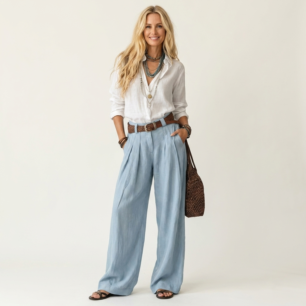 Diana | Lapel Shirt & Pleated Wide-Leg Trouser Set