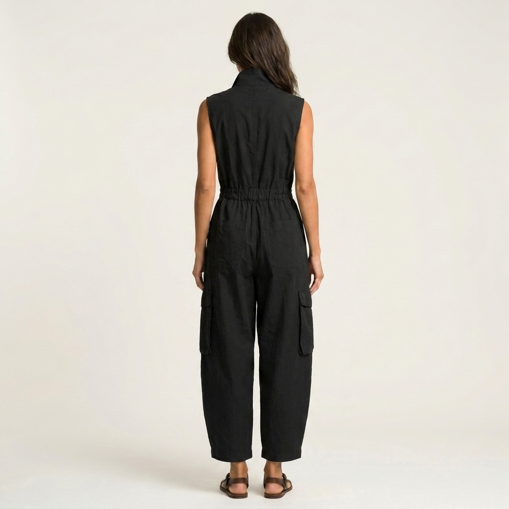 Ursula | Utility Cargo Jumpsuit with Stand Collar