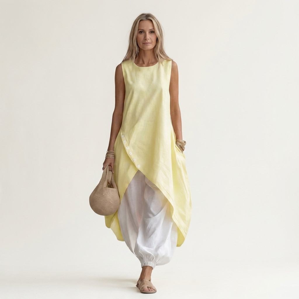 Belinda | Irregular Hem Vest & Wide-Leg Trouser Set