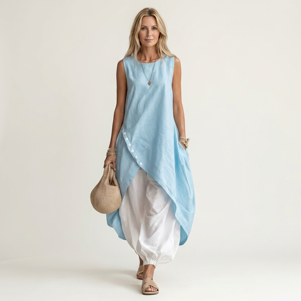 Belinda | Irregular Hem Vest & Wide-Leg Trouser Set