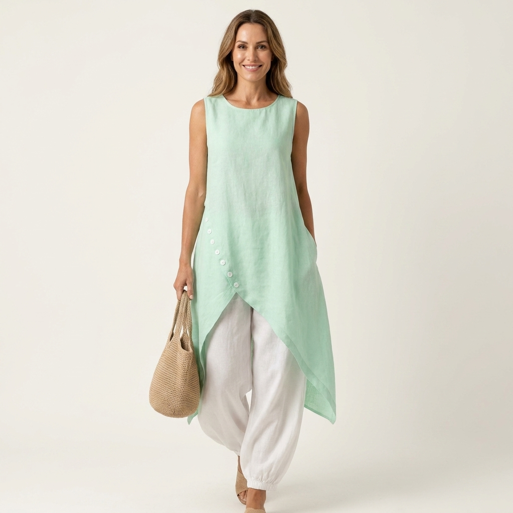 Belinda | Irregular Hem Vest & Wide-Leg Trouser Set