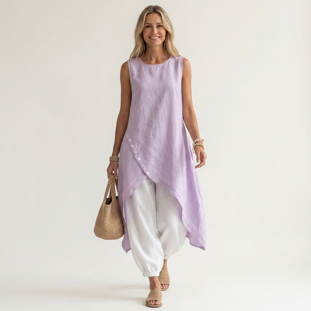 Belinda | Irregular Hem Vest & Wide-Leg Trouser Set