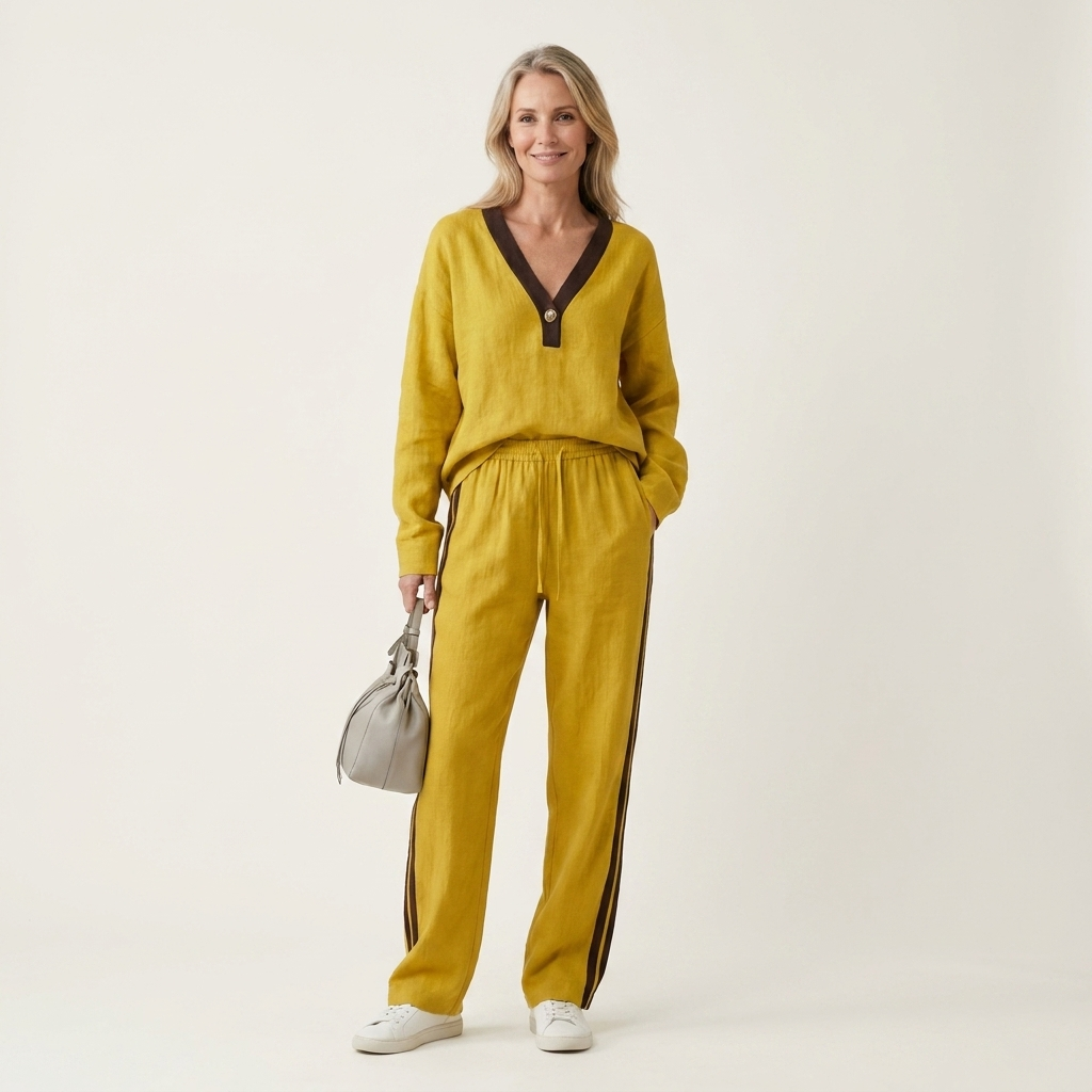 Mariane | Color-Block Striped V-Neck Two-Piece Set