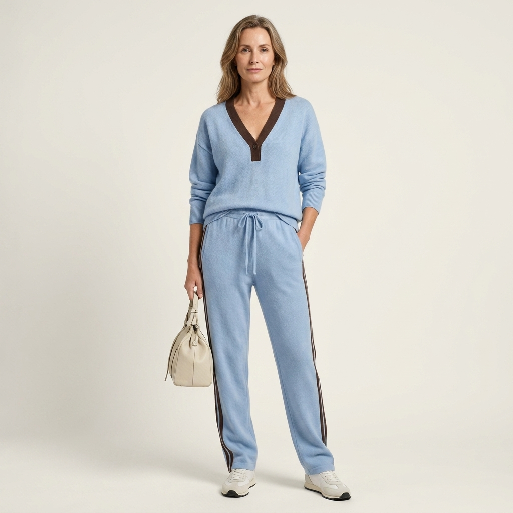 Mariane | Color-Block Striped V-Neck Two-Piece Set