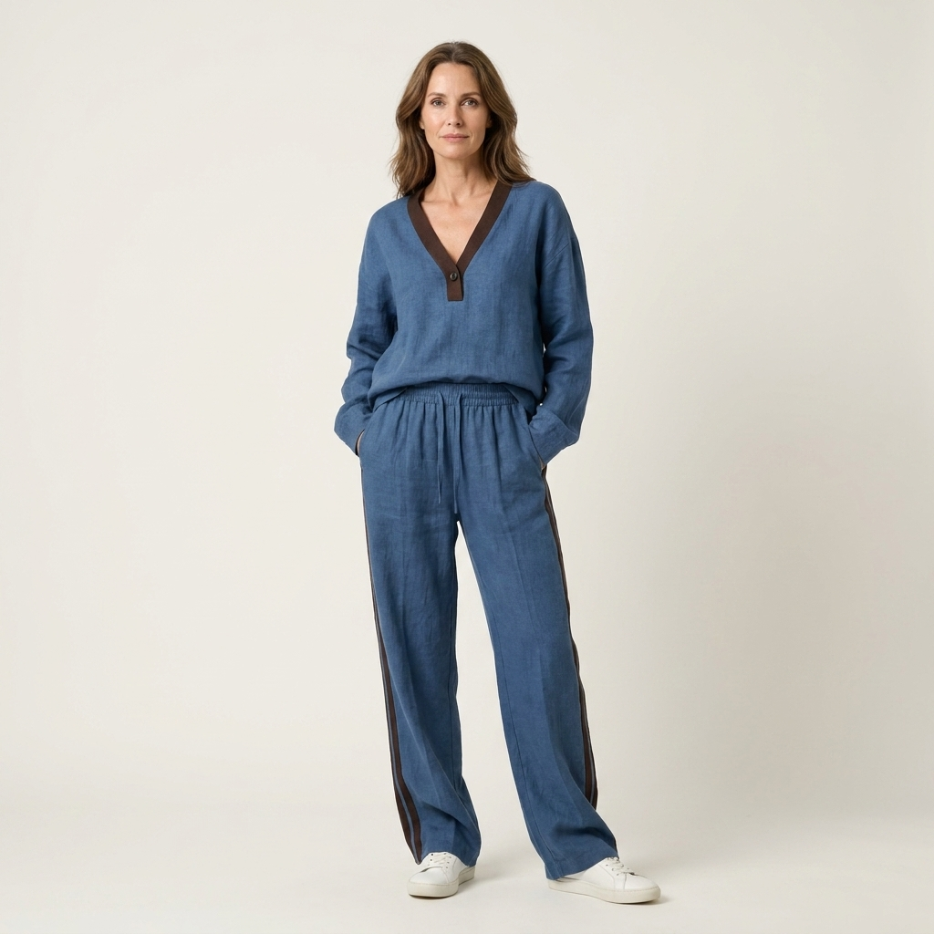 Mariane | Color-Block Striped V-Neck Two-Piece Set