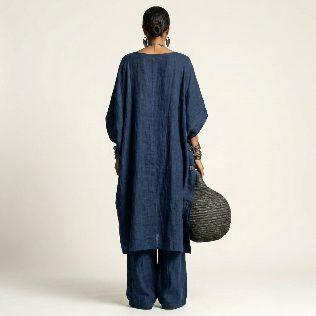Meliza | Irregular Single-Breasted Slit Top & Wide-Leg Pants Set