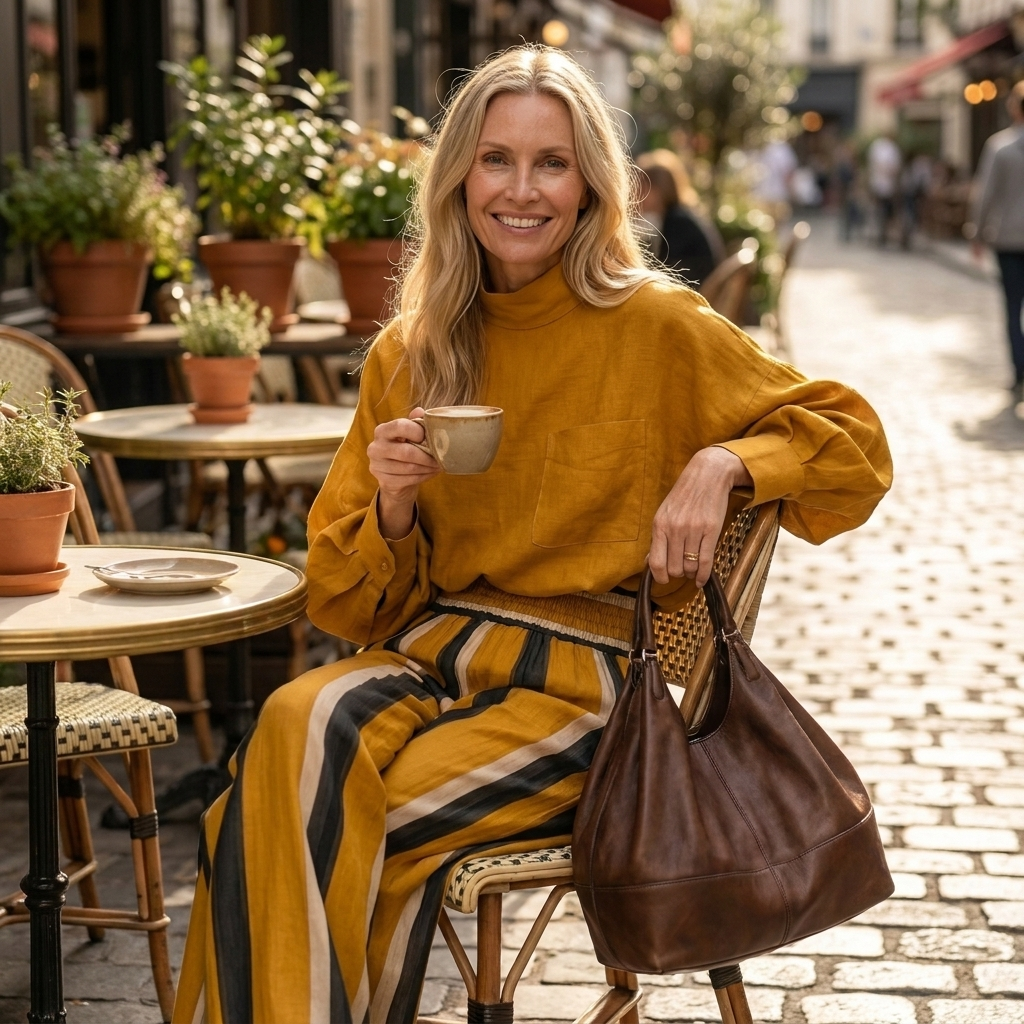 Angie | Stand Collar Lantern Sleeve Top & Flare Pant Set