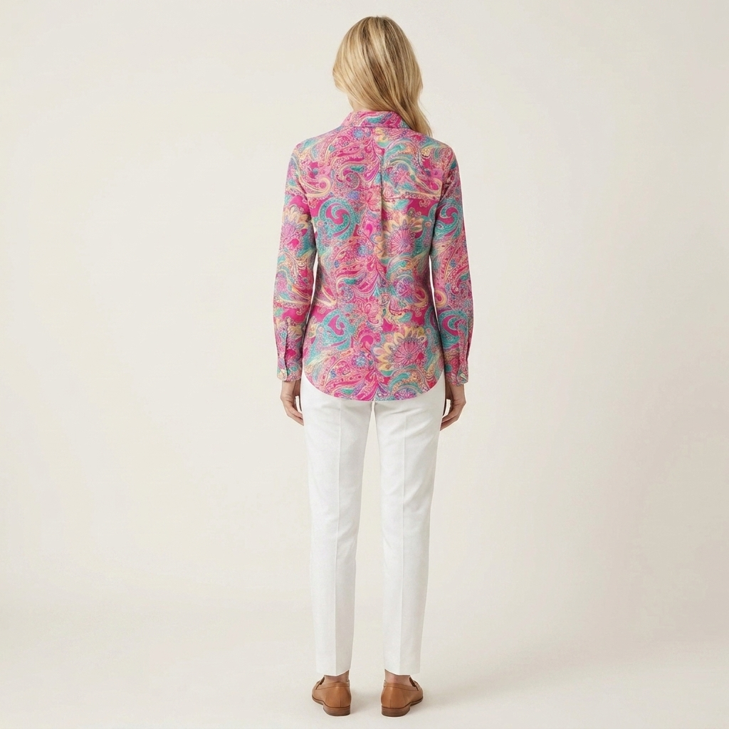 Joannia | Paisley Print Button-Up Collared Blouse