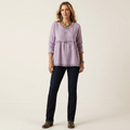 Rinea | Fringe-Trim Textured Babydoll Blouse