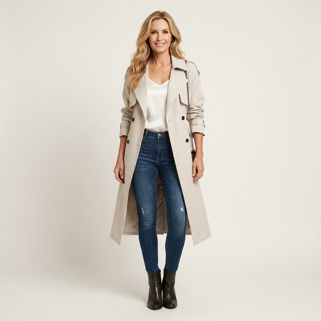 Zarya | Long Double-Breasted Trench Coat
