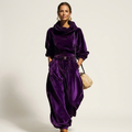 Mirelina | Velvet Cowl-Neck Top & Wide-Leg Pants Two-Piece Set