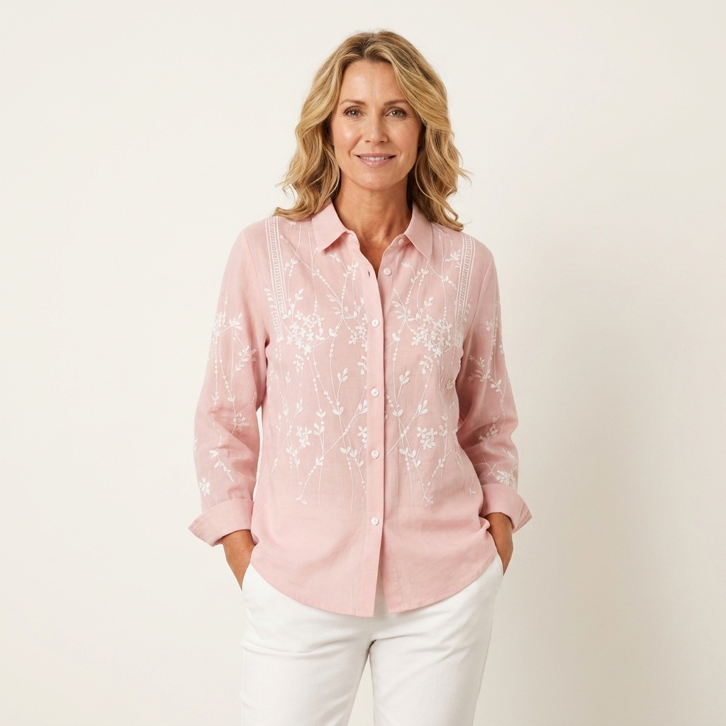 Seraphina | Pink Embroidered Lace Blouse