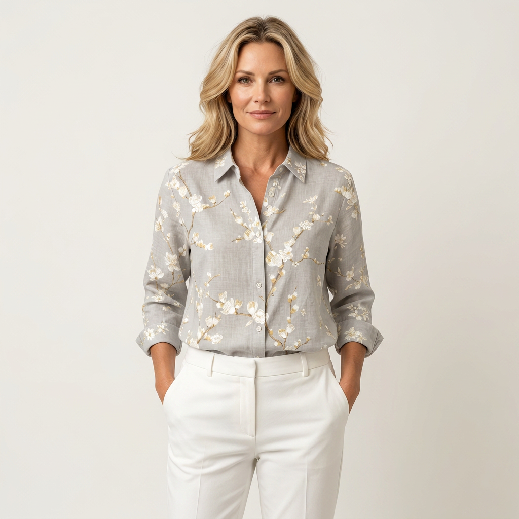 Wren | Neutral Blossom Branch Blouse