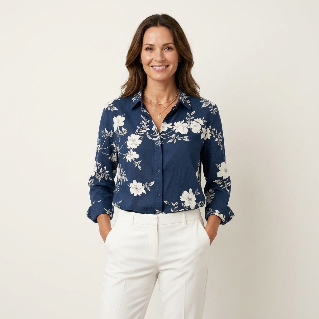 Odalys | Navy Floral Branch Blouse