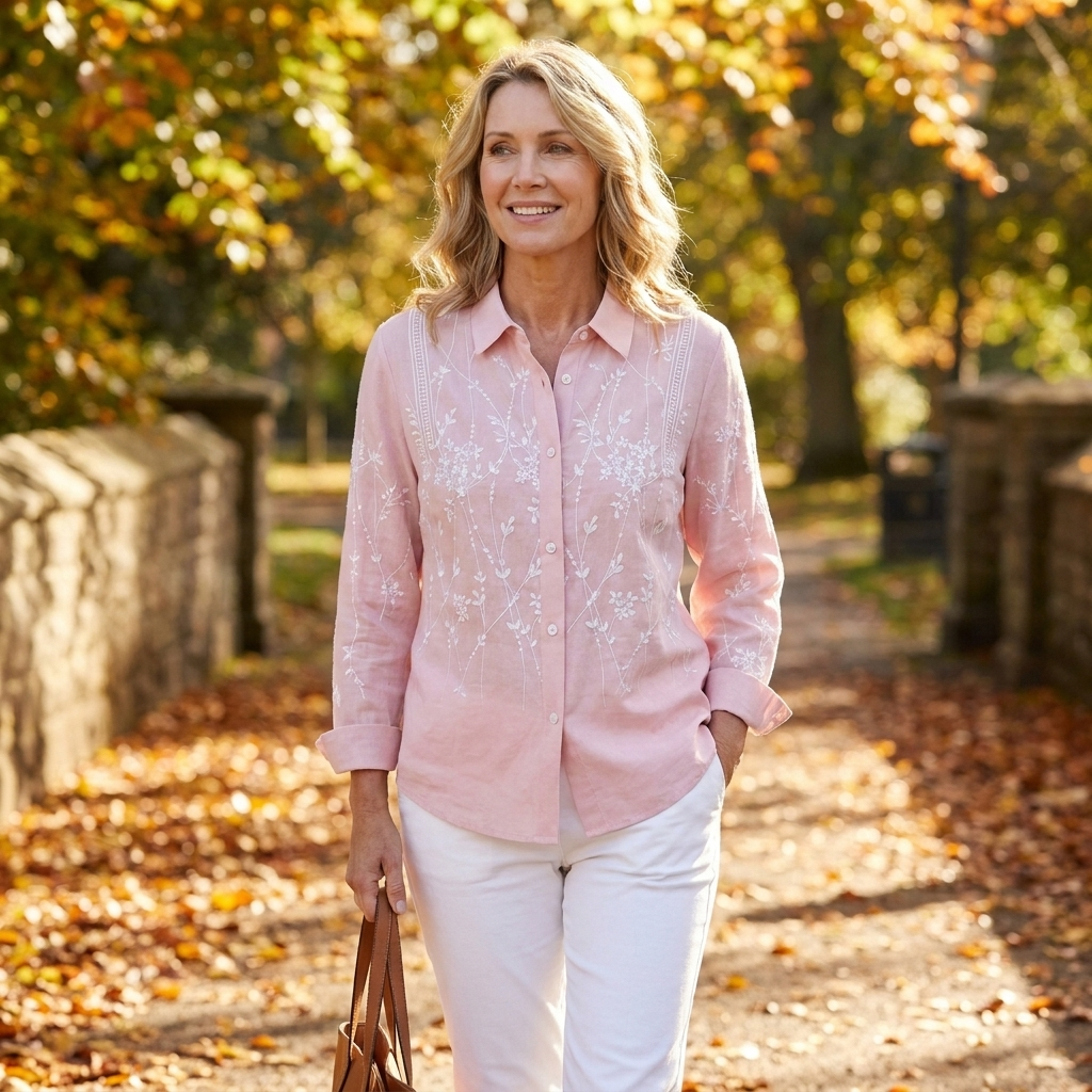 Seraphina | Pink Embroidered Lace Blouse
