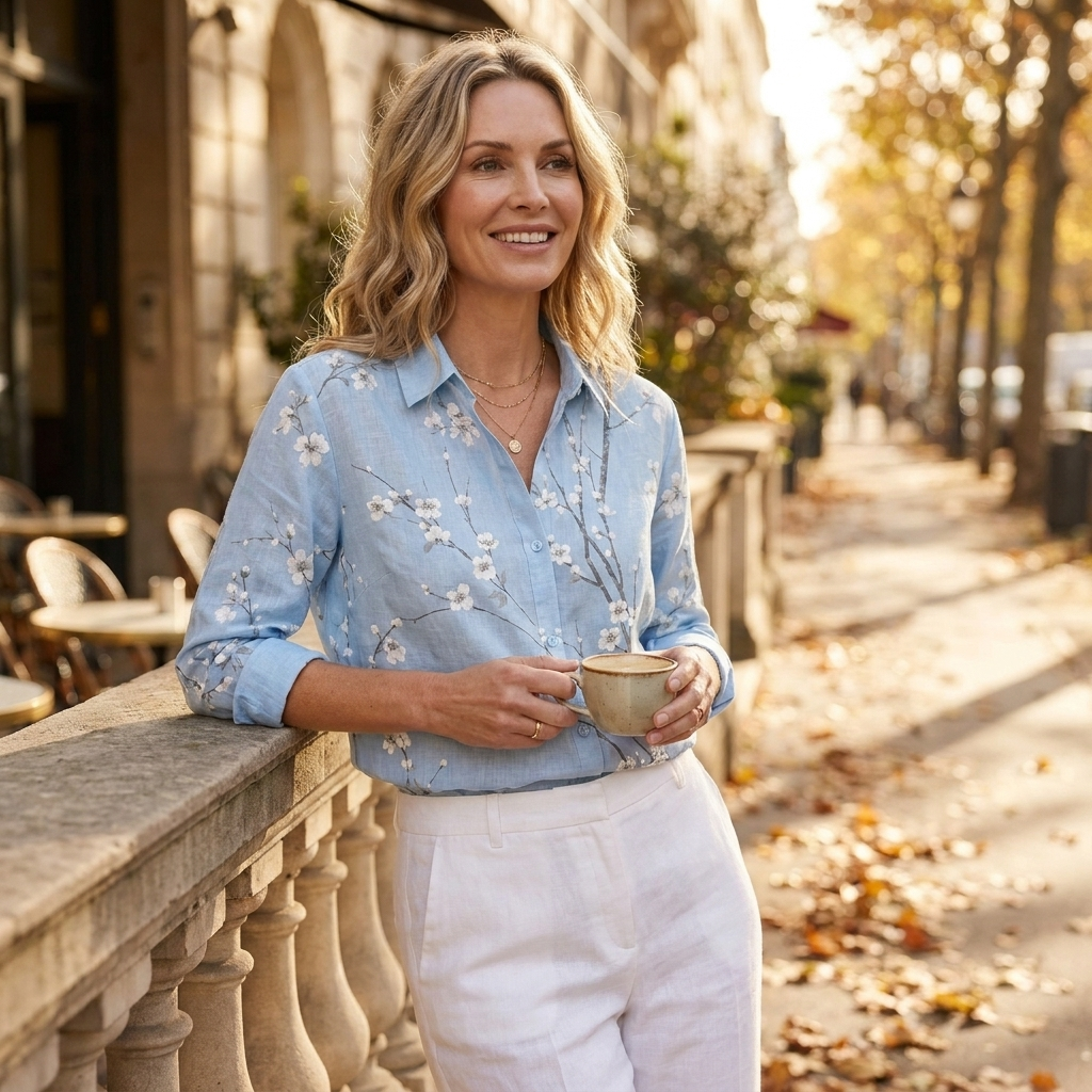 Celestine | Sky Blossom Branch Blouse