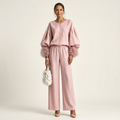 Mari | Feather-Cuff Puff Sleeve Two-Piece Set