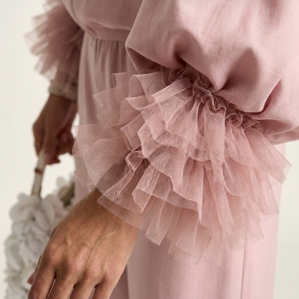 Mari | Feather-Cuff Puff Sleeve Two-Piece Set