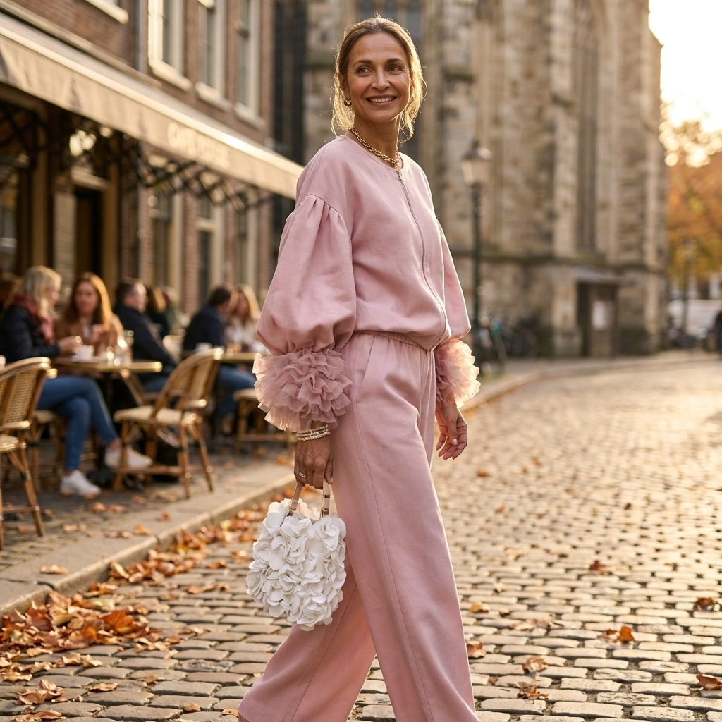 Mari | Feather-Cuff Puff Sleeve Two-Piece Set