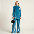 Alestria | Velvet Lounge Set With Turtleneck Top & Wide-Leg Pants
