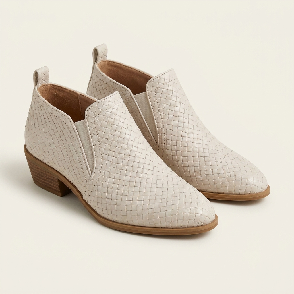 Jess | Braided Block-Heel Slip-On Ankle Boots