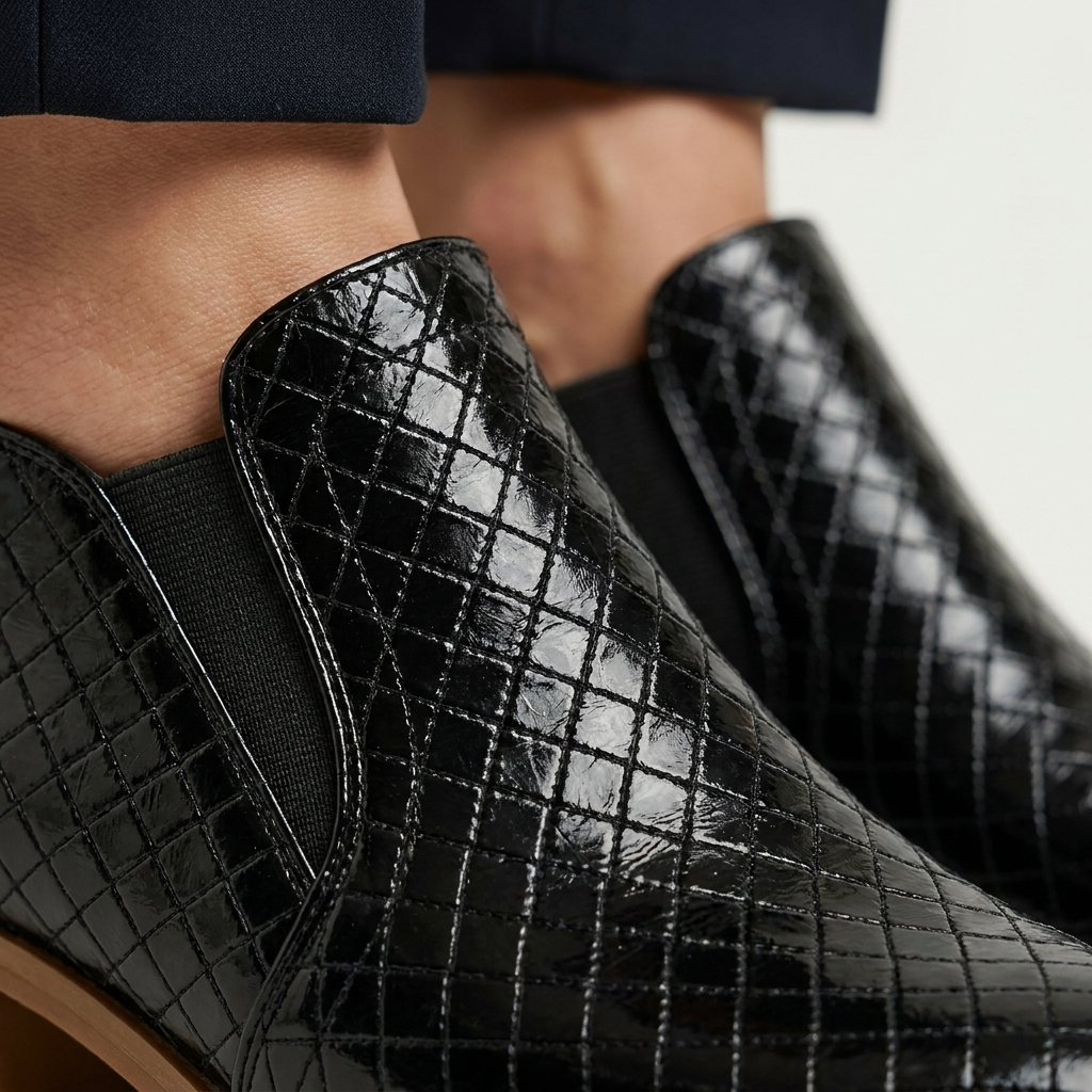Jess | Braided Block-Heel Slip-On Ankle Boots