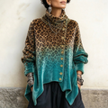 Elanor | Retro Animal Print Draped Velvet Cardigan