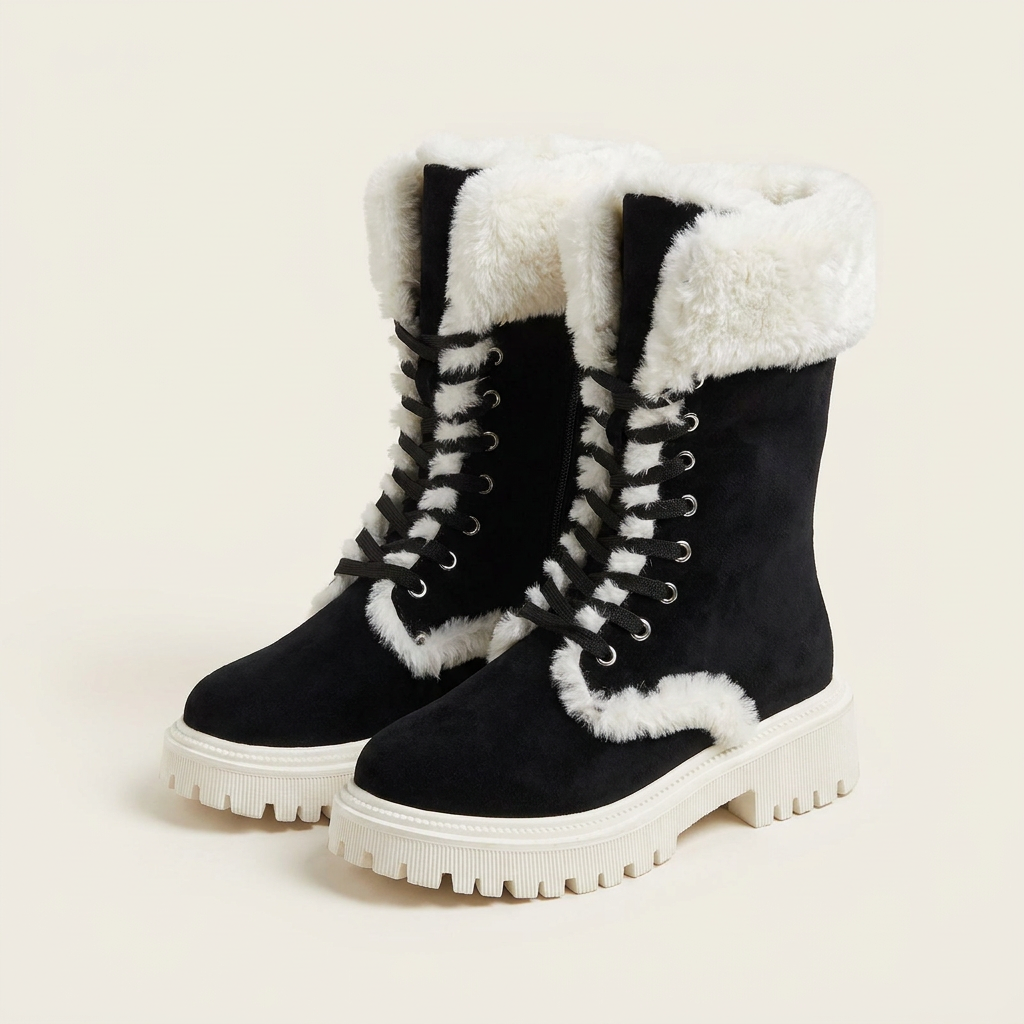 Maja | Lined Lace-Up Winter Boots With Soft Fleece Trim