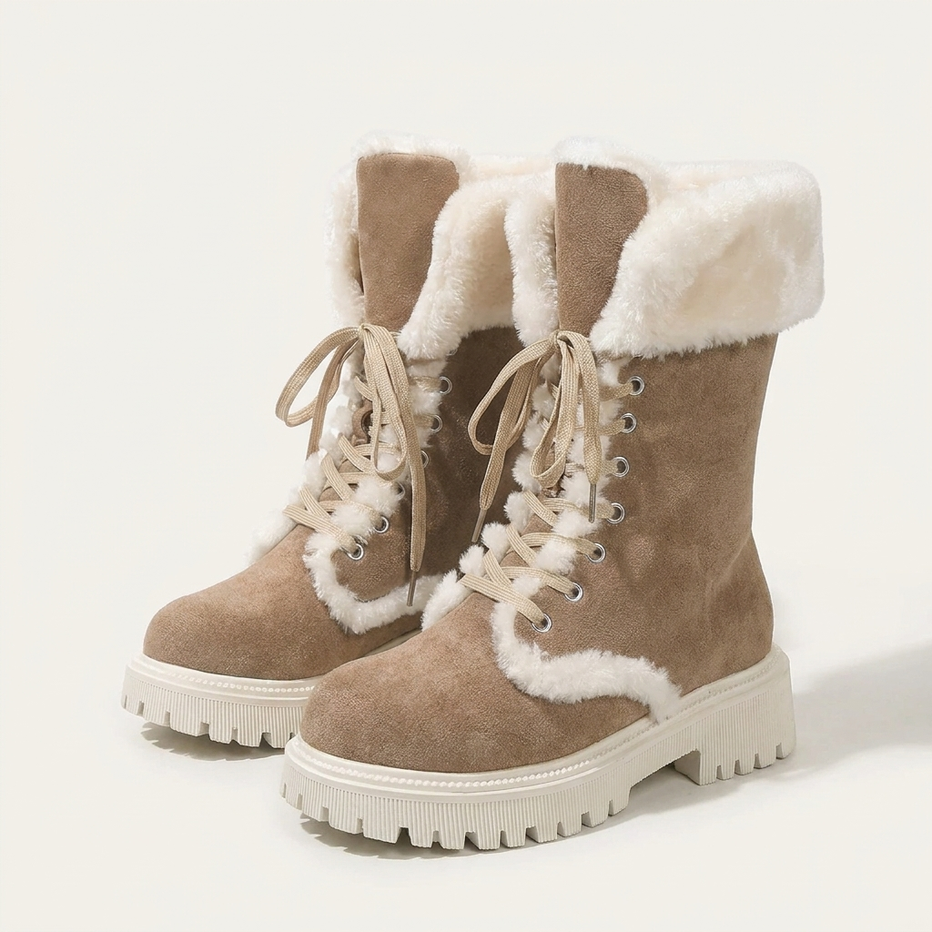 Maja | Lined Lace-Up Winter Boots With Soft Fleece Trim