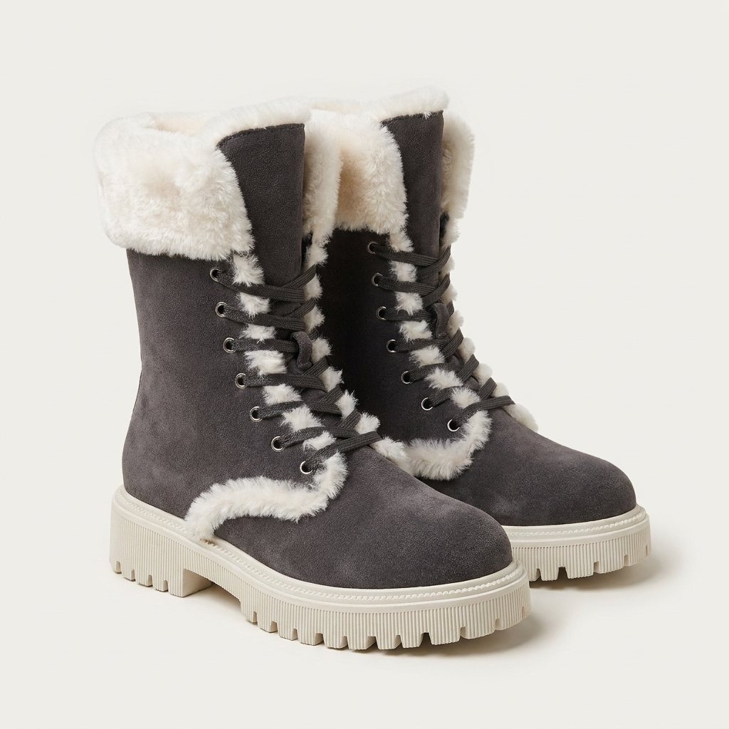Maja | Lined Lace-Up Winter Boots With Soft Fleece Trim