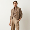 Yasemin | High-Neck Button Knit Cardigan Jacket