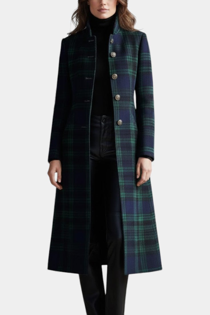 Rébecca | Fitted Mid-Length Plaid Coat