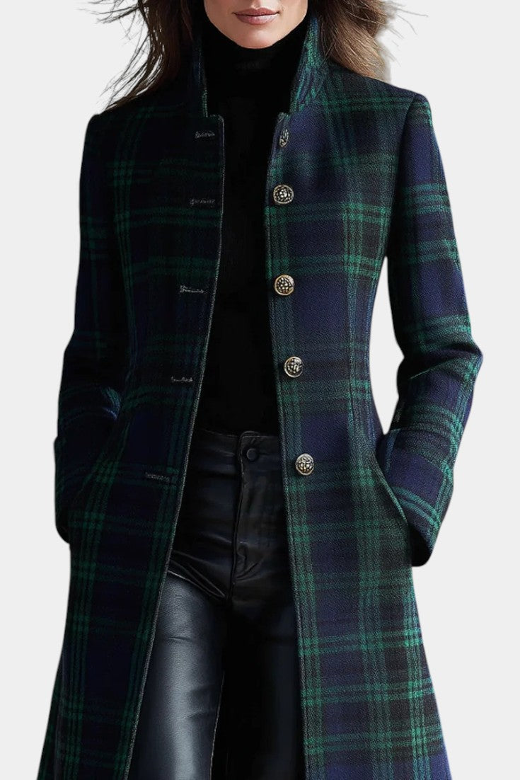 Rébecca | Fitted Mid-Length Plaid Coat