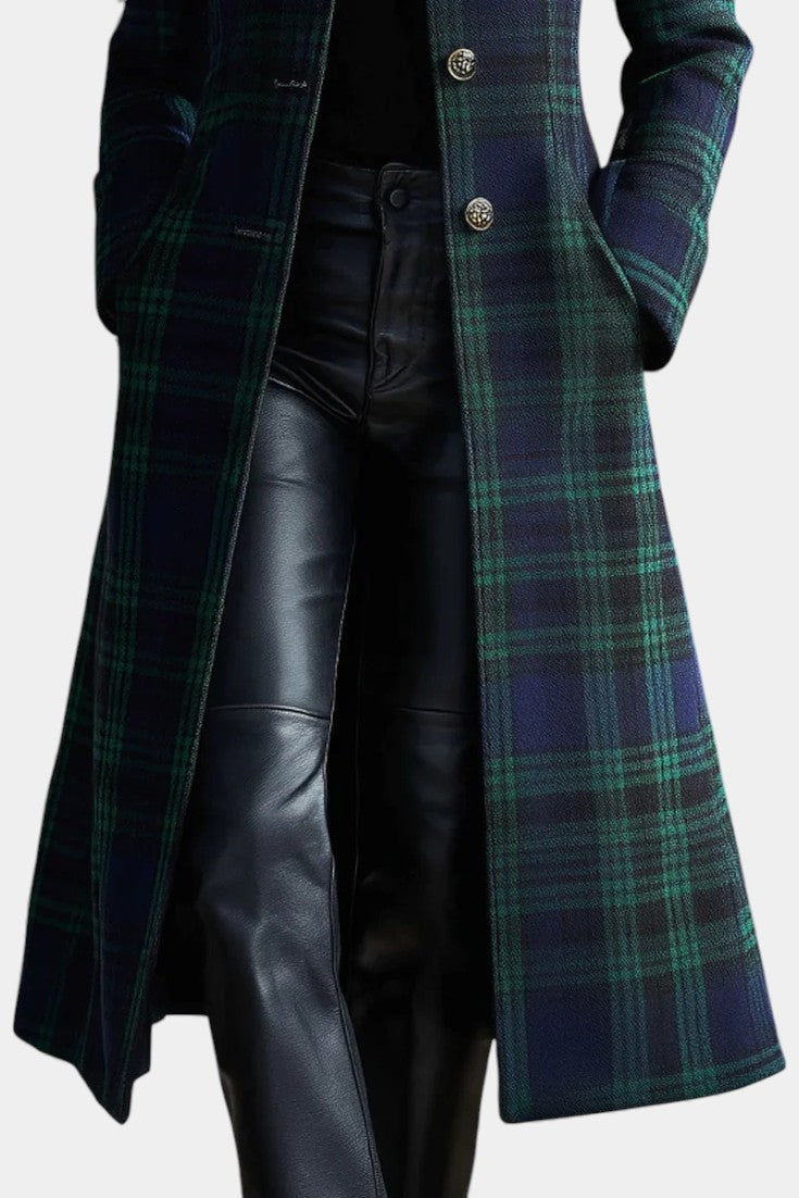 Rébecca | Fitted Mid-Length Plaid Coat