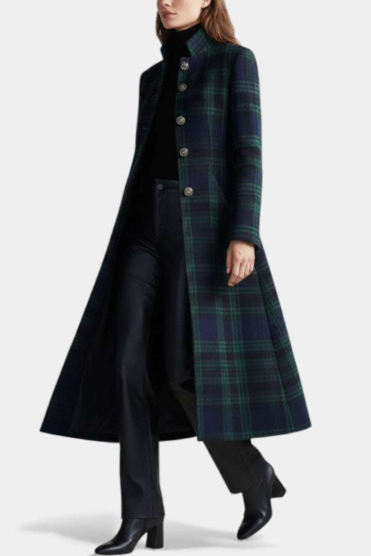 Rébecca | Fitted Mid-Length Plaid Coat