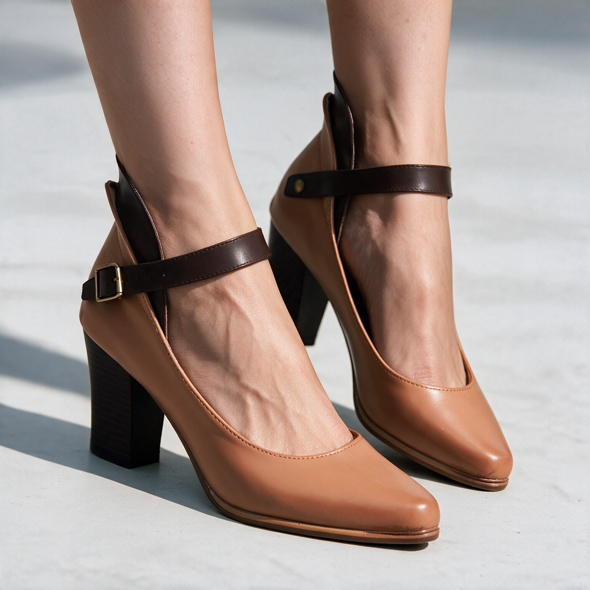 Mariona | Western Block Heels With Ankle Strap