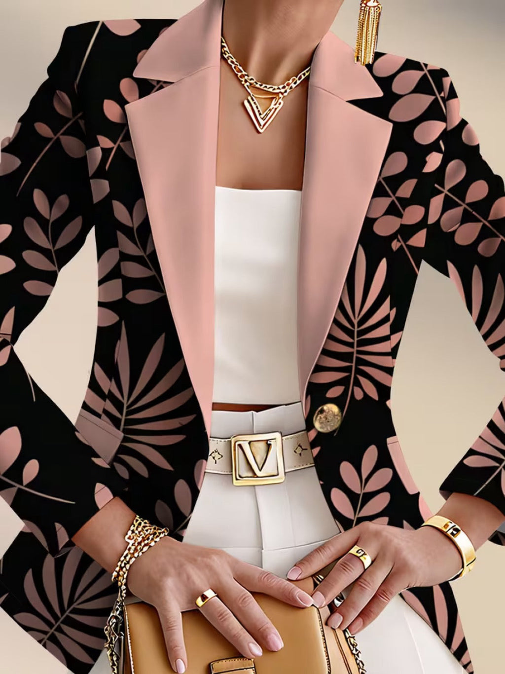 Odaya | Pink Leaf Blazer