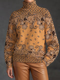 Oleander | Caramel Paisley Turtleneck
