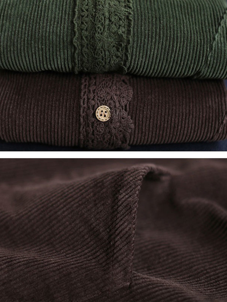 Ivana | Lace-Trim Corduroy Jacket
