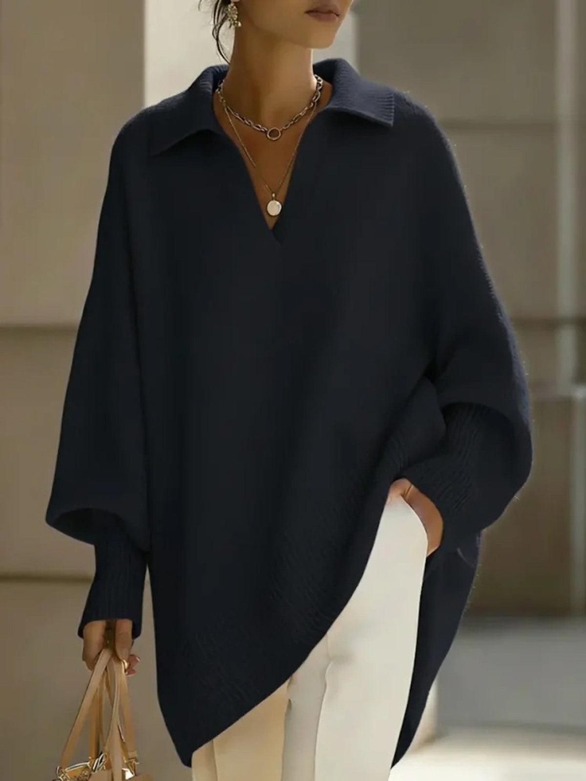 Nerina | V-Neck Batwing Sweater