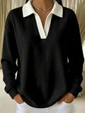 Jovanka | Waffle Top With Contrast Collar
