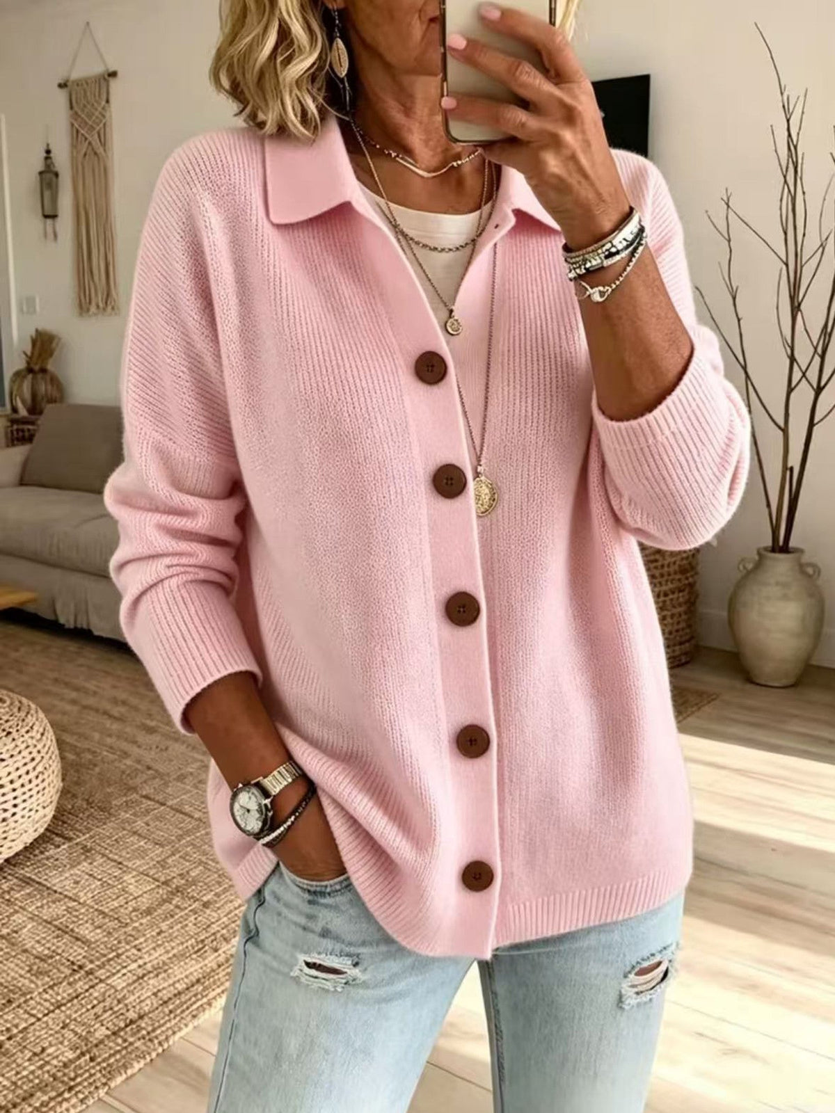 Gilda | Collared Button Knit Cardigan