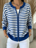 Thessaly | Striped Zip Cardigan