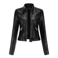 Rosalba | Short Faux Leather Moto Jacket With High Collar