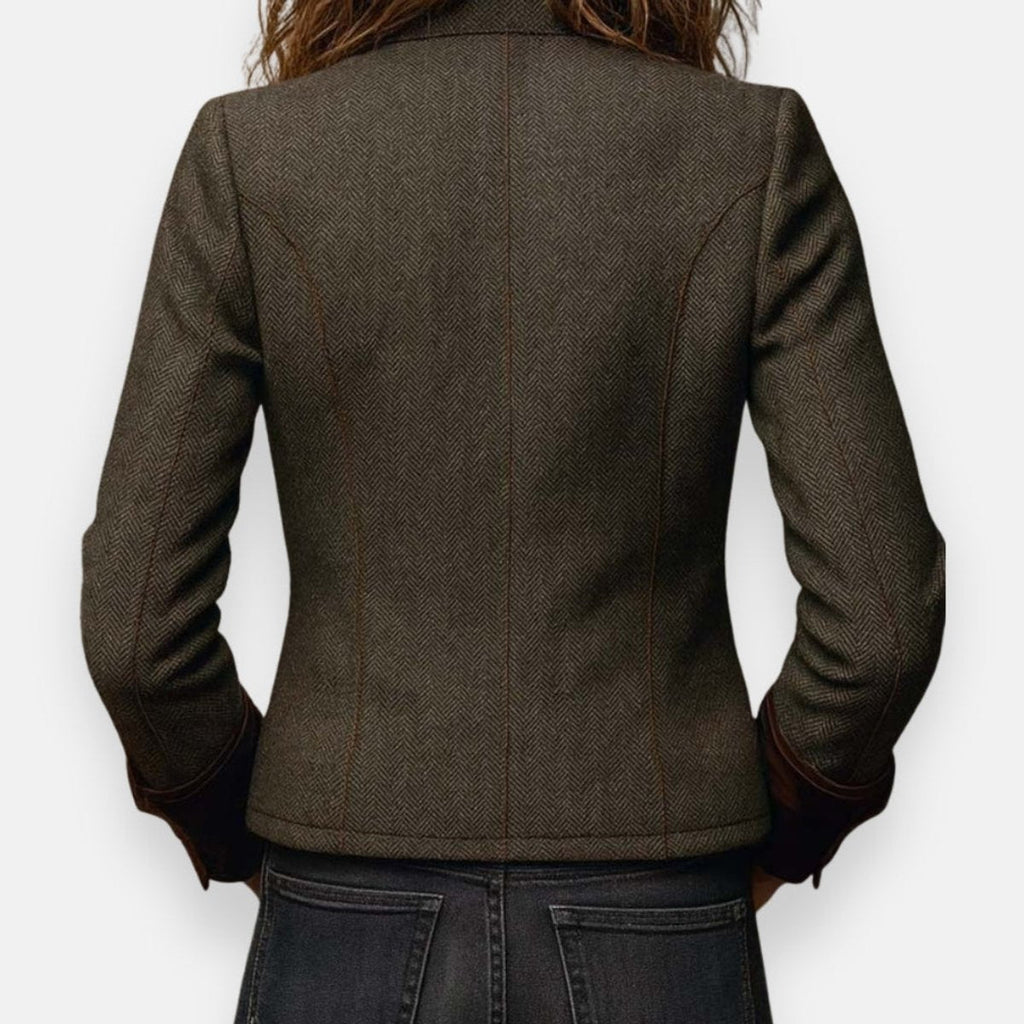 Viviana | Herringbone Tweed Military-Style Jacket